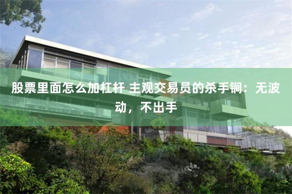 股票里面怎么加杠杆 主观交易员的杀手锏：无波动，不出手