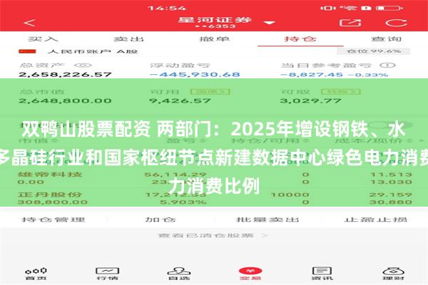 双鸭山股票配资 两部门：2025年增设钢铁、水泥、多晶硅行业和国家枢纽节点新建数据中心绿色电力消费比例