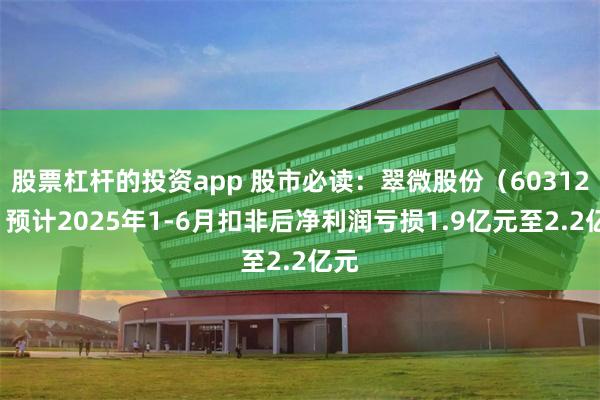 股票杠杆的投资app 股市必读：翠微股份（603123）预计2025年1-6月扣非后净利润亏损1.9亿元至2.2亿元