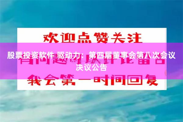 股票投资软件 驱动力：第四届董事会第八次会议决议公告