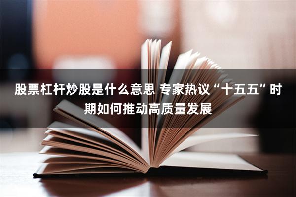 股票杠杆炒股是什么意思 专家热议“十五五”时期如何推动高质量发展