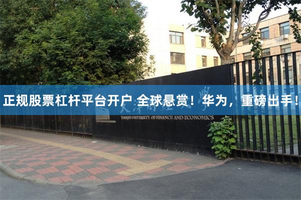 正规股票杠杆平台开户 全球悬赏!华为,重磅出手!