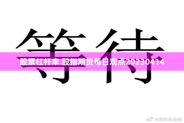 股票杠杆率 股指期货每日观点20230414