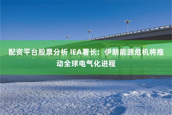 配资平台股票分析 IEA署长：伊朗能源危机将推动全球电气化进程