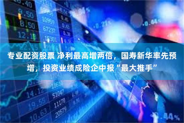 专业配资股票 净利最高增两倍，国寿新华率先预增，投资业绩成险企中报“最大推手”