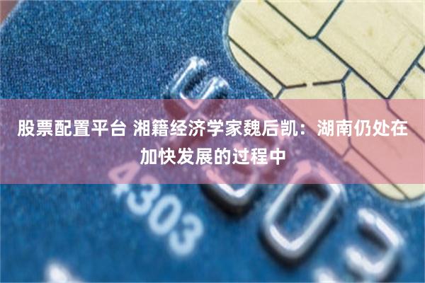 股票配置平台 湘籍经济学家魏后凯：湖南仍处在加快发展的过程中