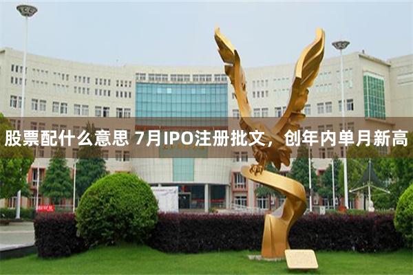 股票配什么意思 7月IPO注册批文，创年内单月新高
