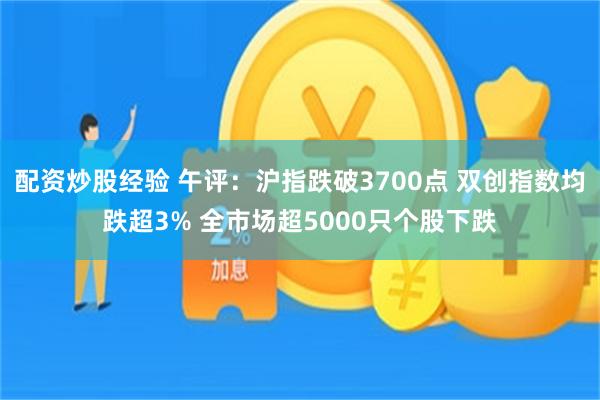 配资炒股经验 午评：沪指跌破3700点 双创指数均跌超3% 全市场超5000只个股下跌